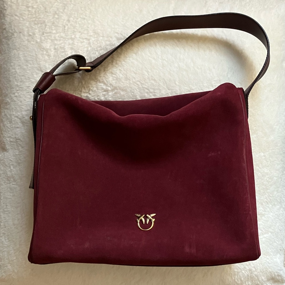 Pinko Maroon/Burgundy Hobo Bag With Dust Bag